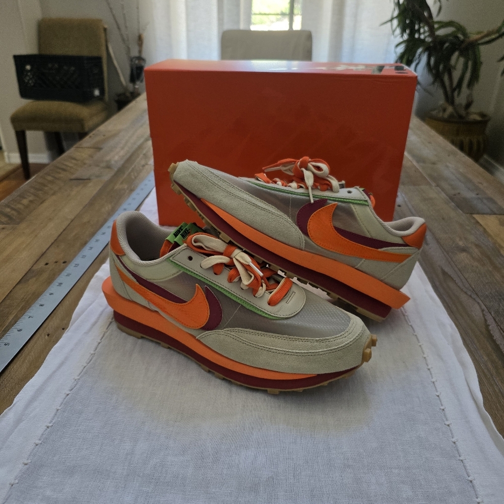 Pre-Owned Nike X Sacai X Clot LDwaffle In Red /orange / Tan Men's Size 11.5